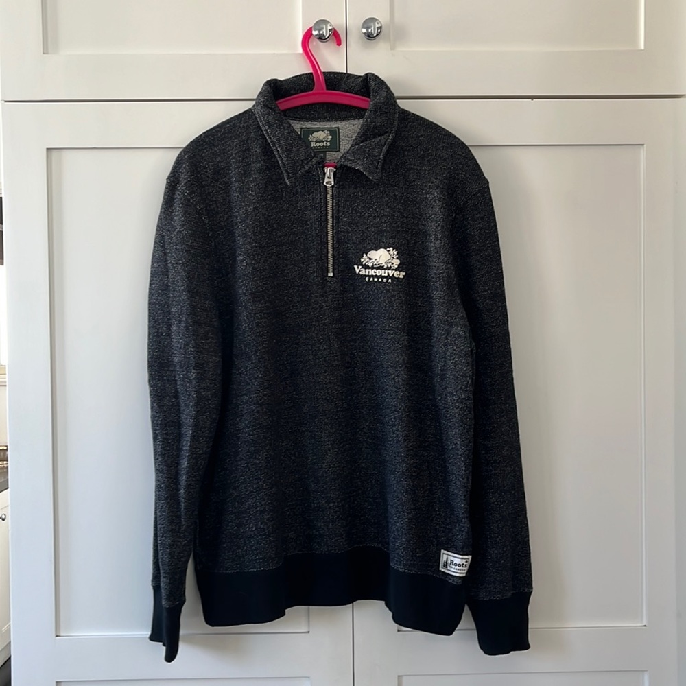 Roots Black and Gray Quarter-Zip Sweatshirt